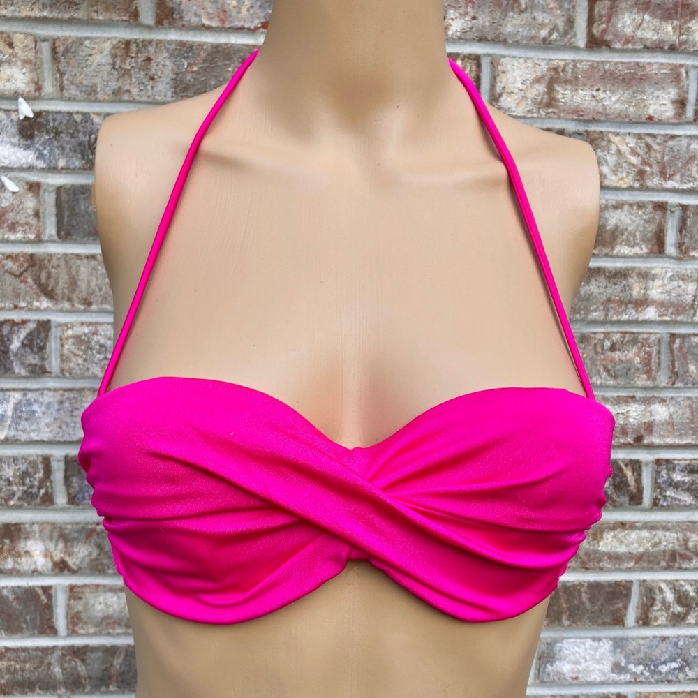 Victorias Secret Hot Pink 32B Twist Front Knotted Bikini Top